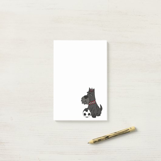 Funny Scottish Terrier Palling Soccer Cartoon Post-it® Notes (Op bureau)