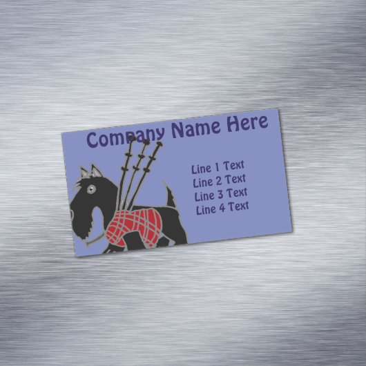 Funny Scotty Dog met Bagpipes Magnetisch Visitekaartje (Voorbeeld)