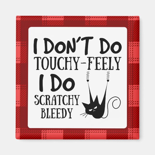 Funny Scratching Cat Cartoon Meme Magneet (Voorkant)