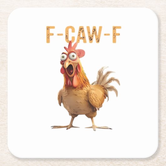Funny Screaming Chicken F Caw F Humor Kartonnen Onderzetters (Voorkant)
