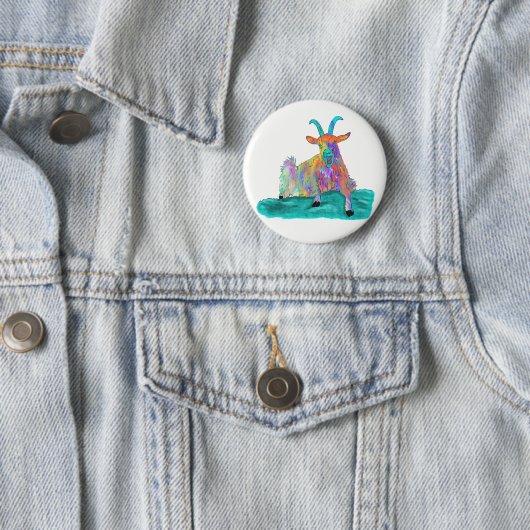 Funny Screaming Goat Animal Art Painting Design Ronde Button 5,7 Cm (In situ)