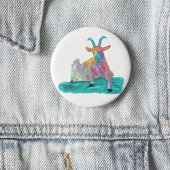 Funny Screaming Goat Animal Art Painting Design Ronde Button 5,7 Cm