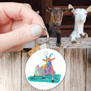 Funny Screaming Goat Animal Art Painting Design Sleutelhanger