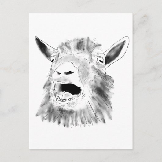 Funny Screaming Goat Drawing Quirky Animal Art Briefkaart (Voorkant)