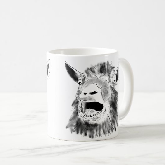 Funny Screaming Goat Drawing Quirky Animal Art Koffiemok (Voorkant rechts)