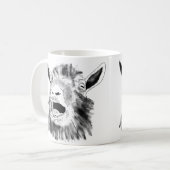 Funny Screaming Goat Drawing Quirky Animal Art Koffiemok (Voorkant links)