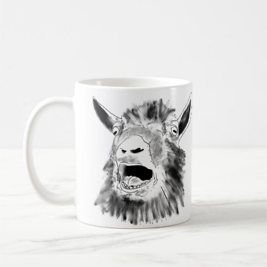 Funny Screaming Goat Drawing Quirky Animal Art Koffiemok (Links)