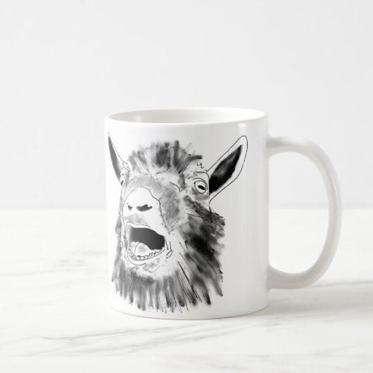 Funny Screaming Goat Drawing Quirky Animal Art Koffiemok (Rechts)