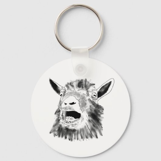 Funny Screaming Goat Drawing Quirky Animal Art Sleutelhanger (Voorkant)