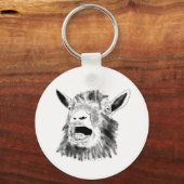 Funny Screaming Goat Drawing Quirky Animal Art Sleutelhanger (Voorkant)