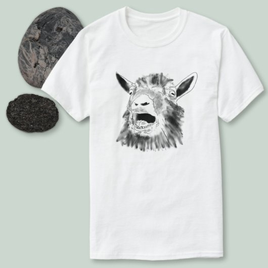 Funny Screaming Goat Drawing Quirky Animal Art T-shirt