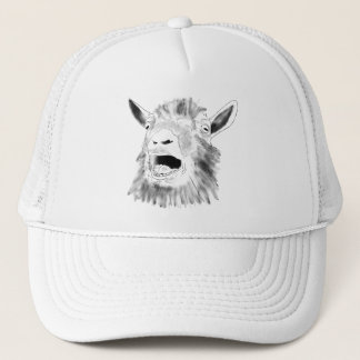 Funny Screaming Goat Drawing Quirky Animal Art Trucker Pet