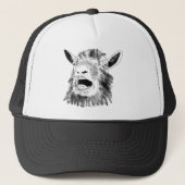 Funny Screaming Goat Drawing Quirky Animal Art Trucker Pet (Voorkant)