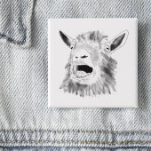 Funny Screaming Goat Drawing Quirky Animal Art Vierkante Button 5,1 Cm