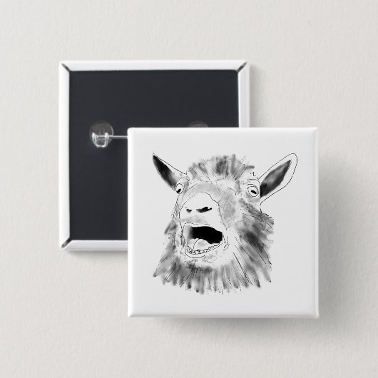 Funny Screaming Goat Drawing Quirky Animal Art Vierkante Button 5,1 Cm (Voorkant /achterkant)