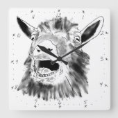 Funny Screaming Goat Drawing Quirky Animal Art Vierkante Klok (Voorkant)