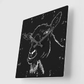Funny Screaming Goat Monochrome Quirky Animal Art Vierkante Klok (Hoek)