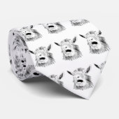 Funny Screaming Goat Tekenen zwart-wit Stropdas (Opgerold)
