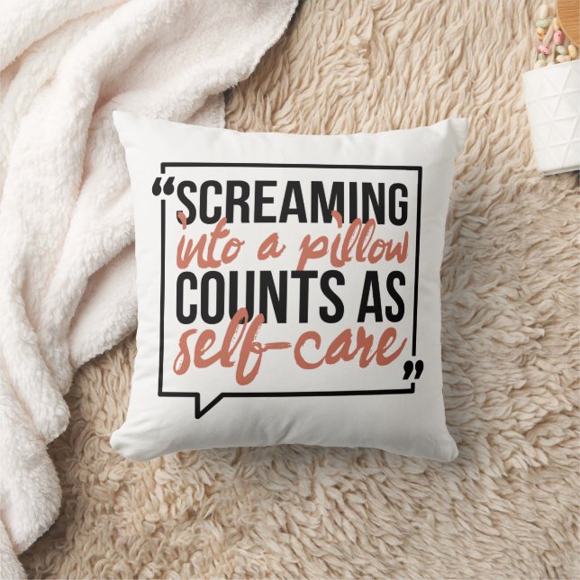 Funny Screaming in een Pillow Black en Pink Quote Kussen (Deken)