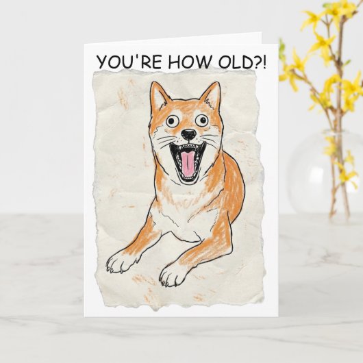 Funny Screaming Shiba Inu - Internal Chaos Crayon  Kaart (Gele Bloem)