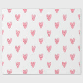 Funny Scribble Red Hearts op witte achtergrond Cadeaupapier (Vlak)