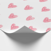 Funny Scribble Red Hearts op witte achtergrond Cadeaupapier (Hoek)