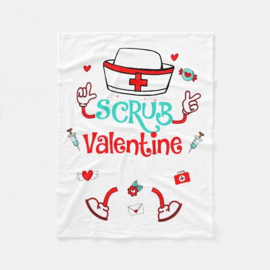 Funny Scrub Valentines Day Nurse Crew Family Group Fleece Deken (Voorkant)