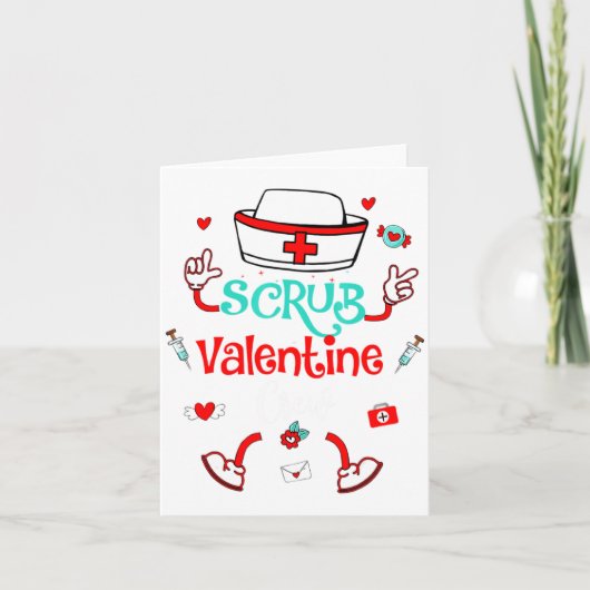 Funny Scrub Valentines Day Nurse Crew Family Group Kaart (Voorkant)