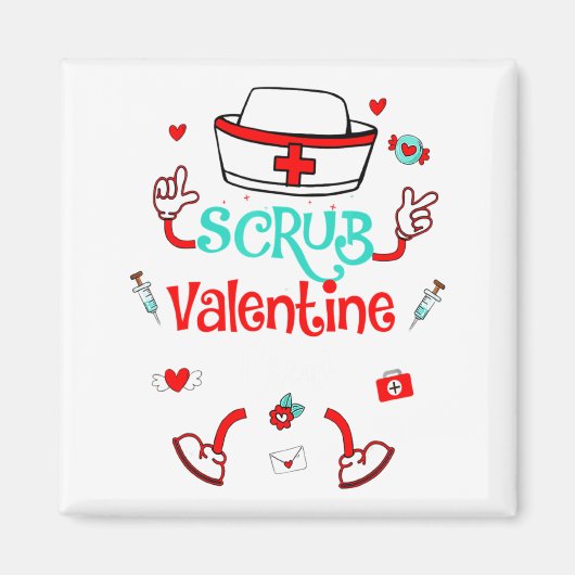 Funny Scrub Valentines Day Nurse Crew Family Group Magneet (Voorkant)