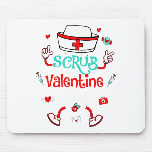 Funny Scrub Valentines Day Nurse Crew Family Group Muismat (Voorkant)