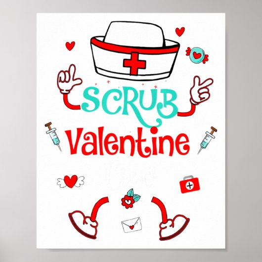 Funny Scrub Valentines Day Nurse Crew Family Group Poster (Voorkant)