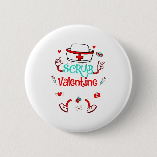 Funny Scrub Valentines Day Nurse Crew Family Group Ronde Button 5,7 Cm (Voorkant)