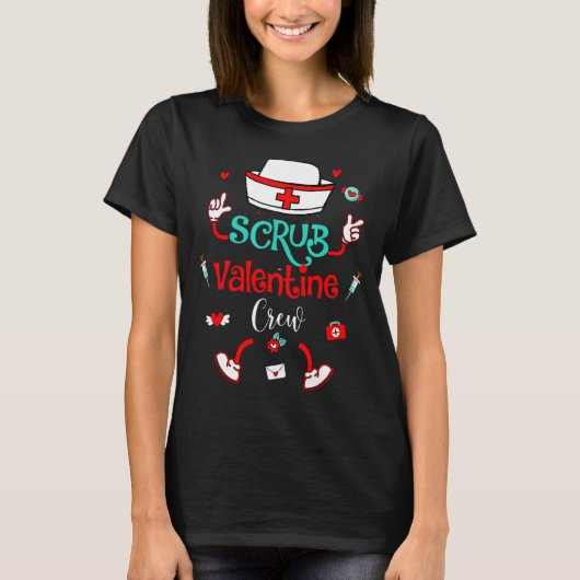 Funny Scrub Valentines Day Nurse Crew Family Group T-shirt (Voorkant)