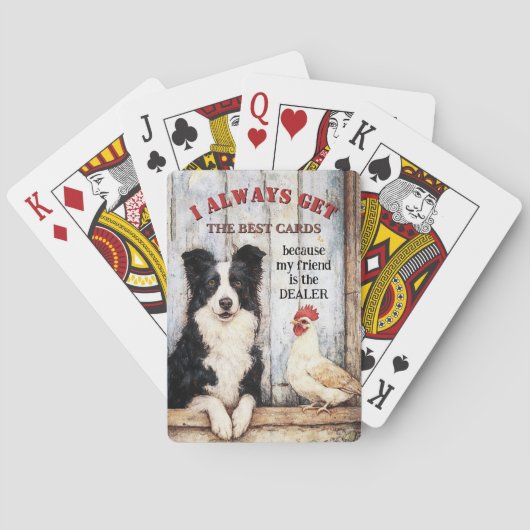 Funny Scruffy Dog and Chicken  Pokerkaarten (Achterkant)