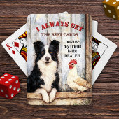 Funny Scruffy Dog and Chicken Pokerkaarten