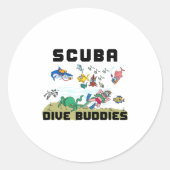 Funny Scuba Dive Buddy  Ronde Sticker (Voorkant)