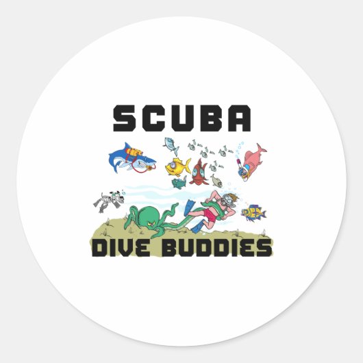 Funny Scuba Dive Buddy Ronde Sticker (Voorkant)