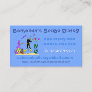 Funny scuba diver instructeur cartoon visitekaartje