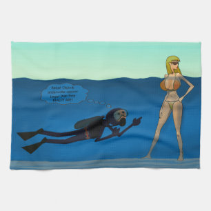 FUNNY SCUBA DIVER UNDERWATER GIRL, DIVERT GIFT THEEDOEK