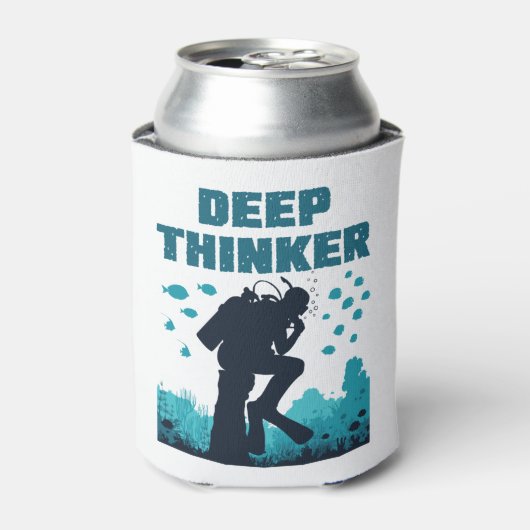 Funny Scuba Diving Diver Deep Thinker Rodin Blikjeskoeler (Blikje Voorkant)