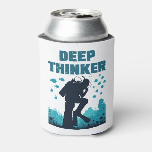 Funny Scuba Diving Diver Deep Thinker Rodin Blikjeskoeler (Blikje Achterkant)