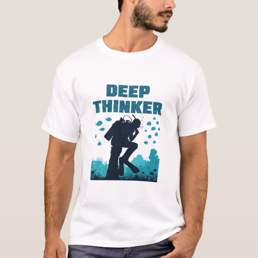 Funny Scuba Diving Diver Deep Thinker Rodin T-shirt (Voorkant)