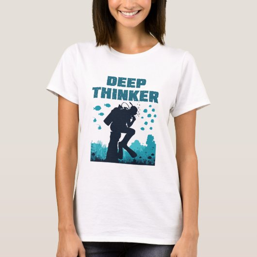 Funny Scuba Diving Diver Deep Thinker Rodin T-shirt (Voorkant)