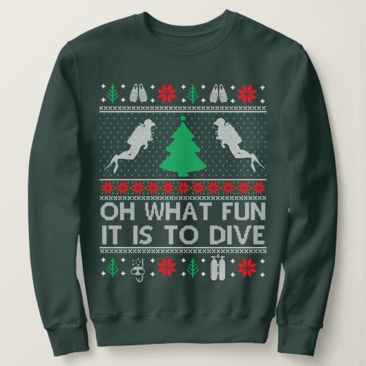 Funny Scuba Diving Diver Ugly Kerstmis Trui (Design voorkant)