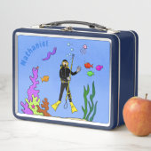 Funny scuba-duiker en cartoon van zee (In situ)