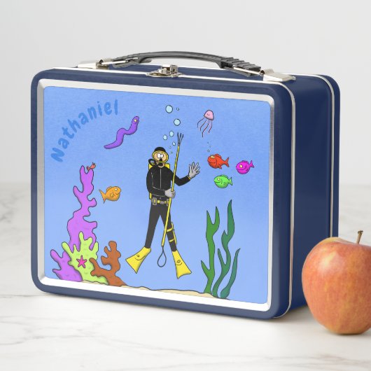 Funny scuba-duiker en cartoon van zee (In situ)