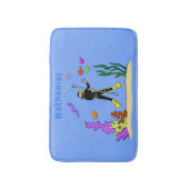 Funny scuba-duiker en cartoon van zee badmat (Voorkant Verticaal)