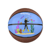 Funny scuba-duiker en cartoon van zee basketbal (Voorkant)