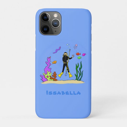 Funny scuba-duiker en cartoon van zee Case-Mate iPhone case (Achterkant)