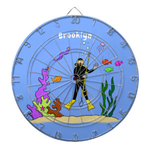 Funny scuba-duiker en cartoon van zee dartbord